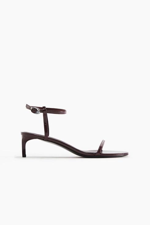 H&M Shoes - H&M Burgundy Patent Strappy Kitten Heel Sandals Size 38